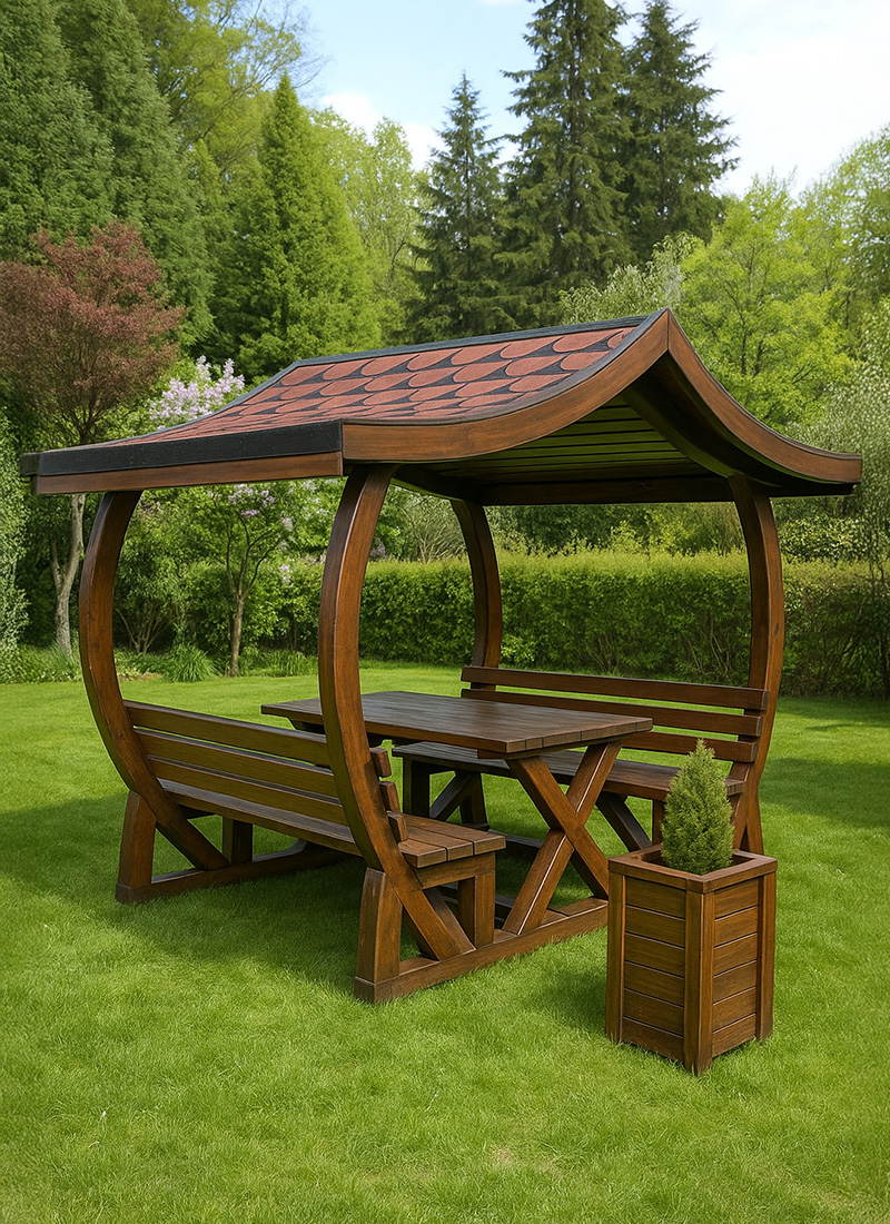 Japon Çatı Ahşap Kamelya Büküm Ayak