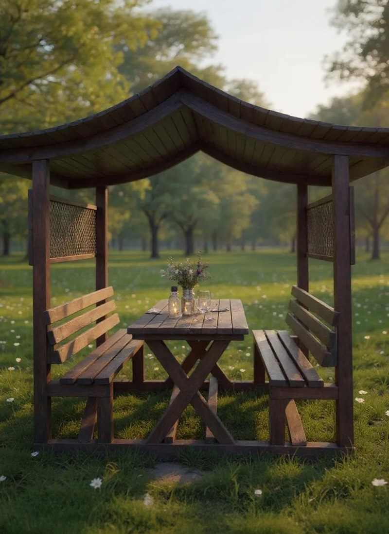 Japon Çatı Ahşap Kamelya Düz Ayak 